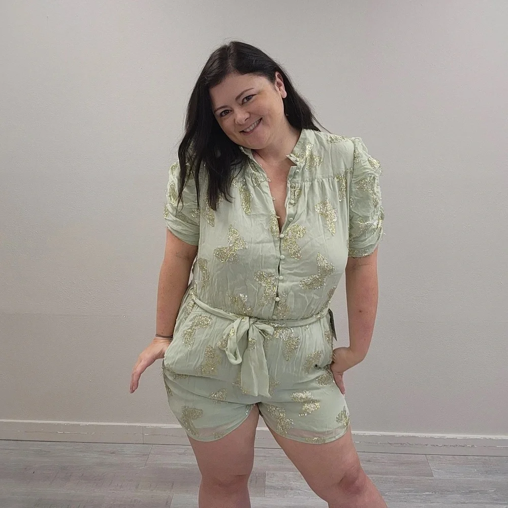 Ciebon Green & Gold Romper - New! - Size XL